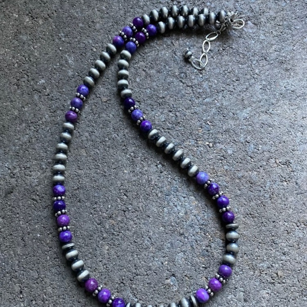 Sterlingsilver Sugilite W Pearlsbeadnecklace - image 2